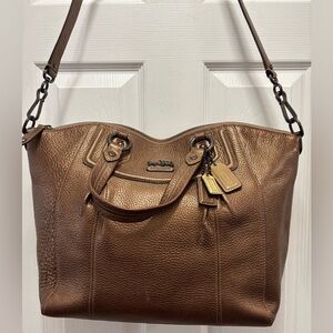 Coach H0968-14334 Madison Claire Large Satchel in Metallic Bronze Leather in EUC
